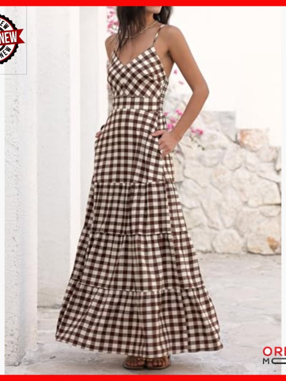 Spaghetti Strap Maxi Dress Back Smocked V Neck A Line Casual Long - Picture 4 of 7